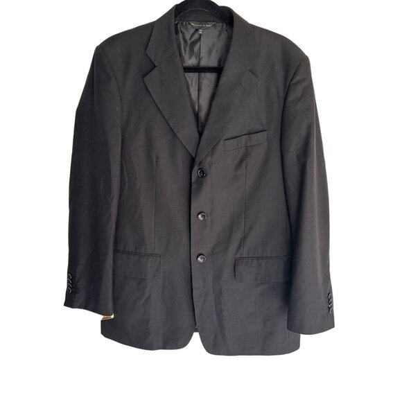 Mens Black Cotton Polished Polyester Suit Jacket Blazern by Designed in Rome Bra - Picture 3 of 16